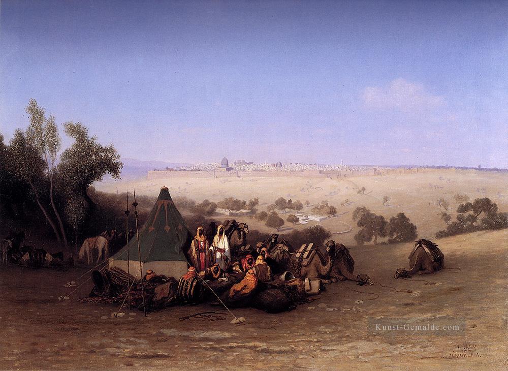 Ein Arabien Encampment auf dem Berg Oliven Mit Jerusalem Jenseits arabischen Orientalist Charles Theodore Frere Ölgemälde